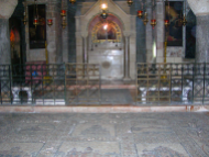 An image from inside the Church of the Holy Sepulchre. The church is built atop where Jesus was crucified.